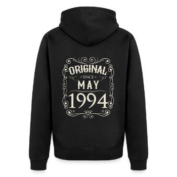 Vintage - Original depuis l'anniversaire de mai 1994 - Veste à capuche bio Premium Unisexe - noir - Dos - Nico (187cm)