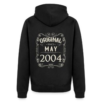 Vintage - Original depuis l'anniversaire de mai 2004 - Veste à capuche bio Premium Unisexe - noir - Dos - Nico (187cm)