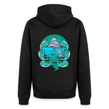Baby Wal Fisch Meeressäuger Kinder Kleinkind - Unisex Premium Bio Zip Hoodie - Schwarz - Hinten - Nico (187cm)