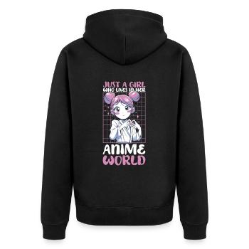 Anime Manga Anime Fille - Veste à capuche bio Premium Unisexe - noir - Dos - Nico (187cm)