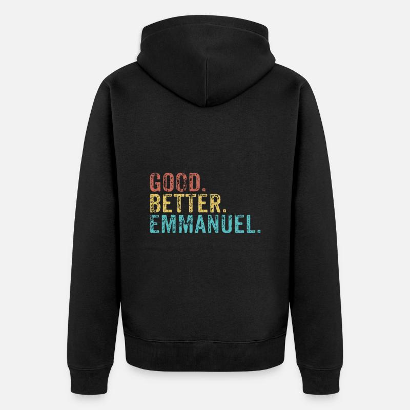 Good better Emmanuel - Unisex Premium Bio Zip Hoodie - Schwarz