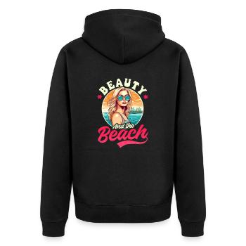 Summer Vacation Beauty And Beach - Unisex Premium Organic Zip Hoodie - black - Back - Nico (187cm)