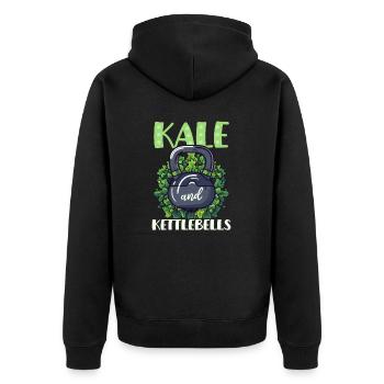 Athlète végétalien Kale et kettlebells - Veste à capuche bio Premium Unisexe - noir - Dos - Nico (187cm)