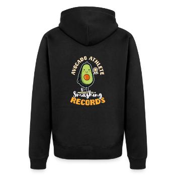 Veganer Athlet Avocado-Athlet bricht Rekorde - Unisex Premium Bio Zip Hoodie - Schwarz - Hinten - Nico (187cm)