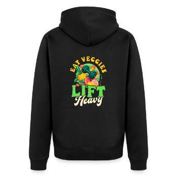 Athlète végétalien mange des légumes Soulever lourd - Veste à capuche bio Premium Unisexe - noir - Dos - Nico (187cm)