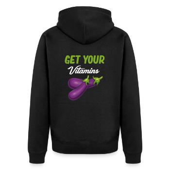 Aub Obtenez vos vitamines Aubergi d’aubergine - Veste à capuche bio Premium Unisexe - noir - Dos - Nico (187cm)