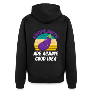 Aub Eggplant is always a good idea Eggplant - Unisex Premium Organic Zip Hoodie - black - Back - Nico (187cm)