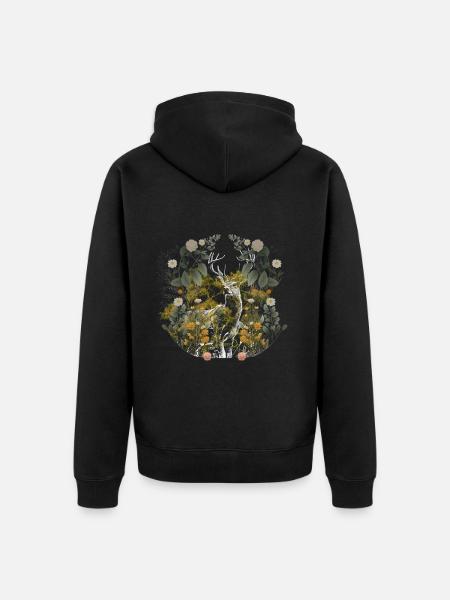 Forest Animals Deer Moose Sweden Wild Forest Nature - Unisex Premium Organic Zip Hoodie - black