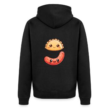 pierogi and kielbasa, poland polish food kielbasa - Unisex Premium Bio Zip Hoodie - Schwarz - Hinten - Nico (187cm)