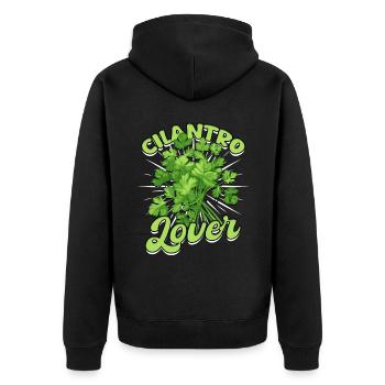 Coriander Lovers - Unisex Premium Organic Zip Hoodie - black - Back - Nico (187cm)
