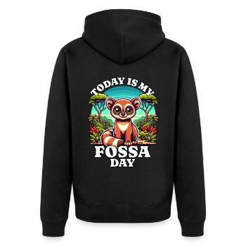 Fossa - Unisex Premium Bio Zip Hoodie - Schwarz - Hinten - Nico (187cm)