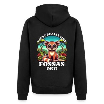 J’aime Fossas - Veste à capuche bio Premium Unisexe - noir - Dos - Nico (187cm)