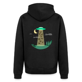 Flying Saucer Dinosaur - Unisex Premium Organic Zip Hoodie - black - Back - Nico (187cm)
