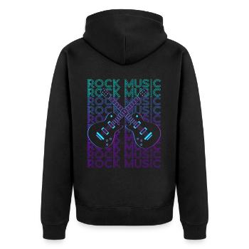 Rockmusik Rock & Roll Retro - Unisex Premium Bio Zip Hoodie - Schwarz - Hinten - Nico (187cm)