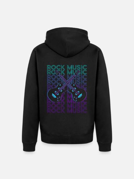 Rock Music Rock & Roll Retro - Unisex Premium Organic Zip Hoodie - black