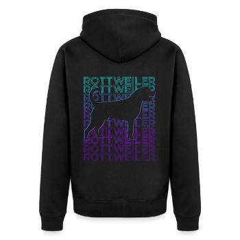 Rottweiler Hund Retro - Unisex Premium Bio Zip Hoodie - Schwarz - Hinten - Nico (187cm)