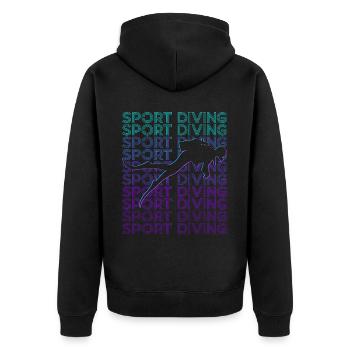 Sporttauchen Gerätetauchen Taucher Retro - Unisex Premium Bio Zip Hoodie - Schwarz - Hinten - Nico (187cm)