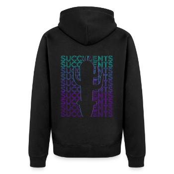 Sukkulente Kaktus Pflanze Liebhaber Retro - Unisex Premium Bio Zip Hoodie - Schwarz - Hinten - Nico (187cm)