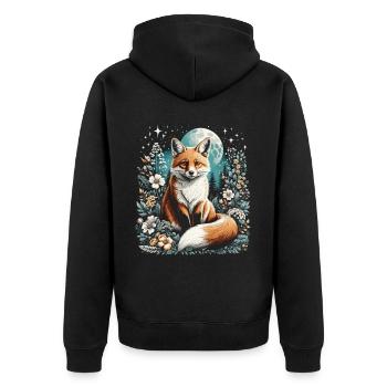 Cottagecore Aesthetic Fox - Unisex Premium Organic Zip Hoodie - black - Back - Nico (187cm)