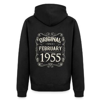 Vintage - Original depuis l'anniversaire de février 1955 - Veste à capuche bio Premium Unisexe - noir - Dos - Nico (187cm)