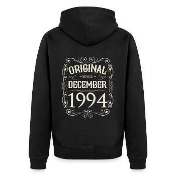 Vintage - Original depuis l'anniversaire de décembre 1994 - Veste à capuche bio Premium Unisexe - noir - Dos - Nico (187cm)