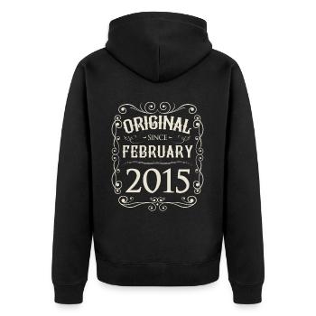 Vintage - Original depuis l'anniversaire de février 2015 - Veste à capuche bio Premium Unisexe - noir - Dos - Nico (187cm)