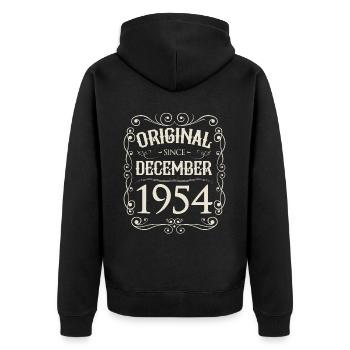 Vintage - Original depuis l'anniversaire de décembre 1954 - Veste à capuche bio Premium Unisexe - noir - Dos - Nico (187cm)