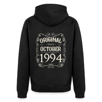 Vintage - Original depuis l'anniversaire d'octobre 1994 - Veste à capuche bio Premium Unisexe - noir - Dos - Nico (187cm)