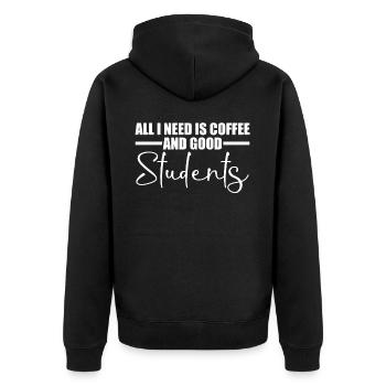 Teacher Teachers School College Students - Unisex Premium Bio Zip Hoodie - Schwarz - Hinten - Nico (187cm)