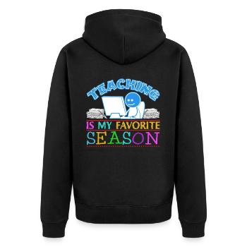Teaching School Teacher Teachers - Unisex Premium Bio Zip Hoodie - Schwarz - Hinten - Nico (187cm)
