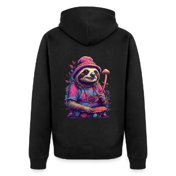 Paresseux Art psychédélique Woodland Mushrooms Festival de musique - Veste à capuche bio Premium Unisexe - noir - Dos - Nico (187cm)