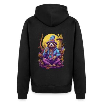 Paresseux Art psychédélique Woodland Mushrooms Music Festival - Veste à capuche bio Premium Unisexe - noir - Dos - Nico (187cm)