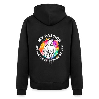 Massothérapeute Ma passion Ma massothérapie - Veste à capuche bio Premium Unisexe - noir - Dos - Nico (187cm)