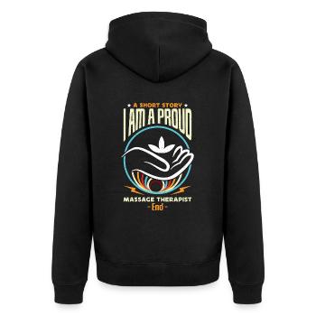 Massothérapeute Une petite histoire Je suis thérapeute - Veste à capuche bio Premium Unisexe - noir - Dos - Nico (187cm)