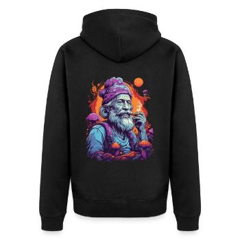 Couleurs vives champignons de la forêt musique Festival Art - Veste à capuche bio Premium Unisexe - noir - Dos - Nico (187cm)