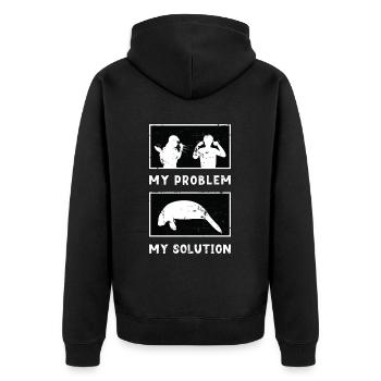 Dugong Lover Mon Problème Mon Pictogramme Papa Vache De Mer - Veste à capuche bio Premium Unisexe - noir - Dos - Nico (187cm)