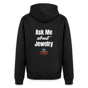 Fragen Sie Mich Nach Schmuck Lustiger Juwelier - Unisex Premium Bio Zip Hoodie - Schwarz - Hinten - Nico (187cm)