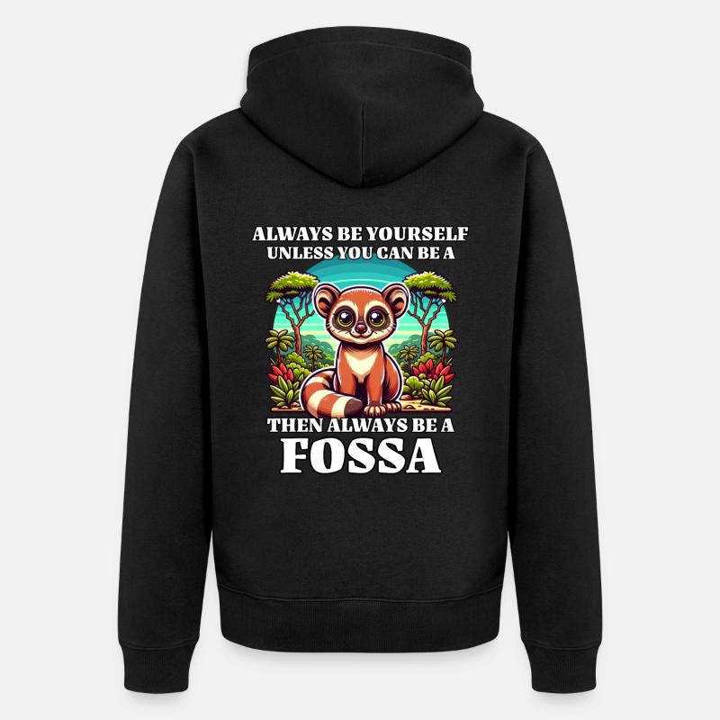 Fossa Sprüche - Unisex Premium Bio Zip Hoodie - Schwarz