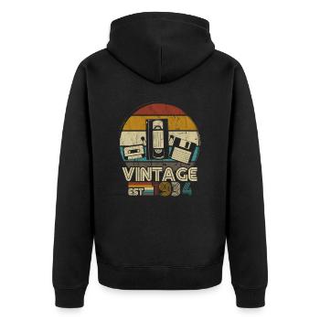 1934 Jahrgang geboren Geburtstag Mann Frau retro - Unisex Premium Bio Zip Hoodie - Schwarz - Hinten - Nico (187cm)