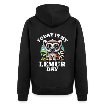 Lemur - Unisex Premium Bio Zip Hoodie - Schwarz - Hinten - Nico (187cm)