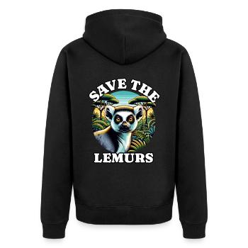 Lemur Lemurs - Unisex Premium Bio Zip Hoodie - Schwarz - Hinten - Nico (187cm)