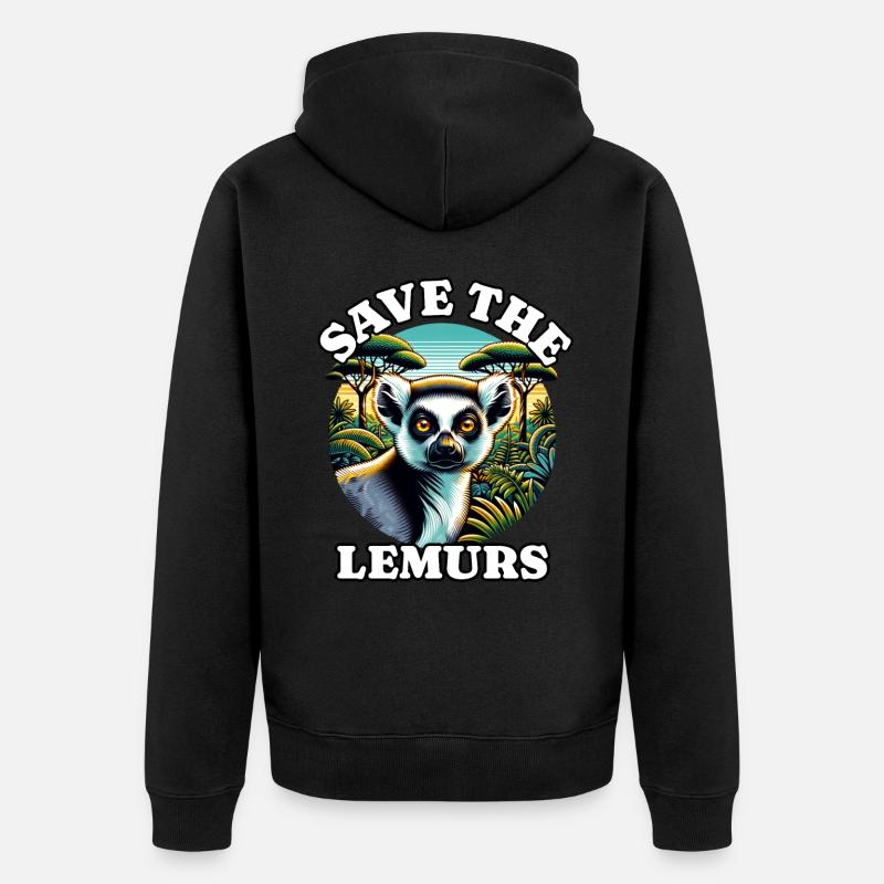 Lemur Lemurs - Unisex Premium Bio Zip Hoodie - Schwarz