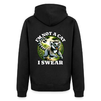 Lustige Lemur Sprüche - Unisex Premium Bio Zip Hoodie - Schwarz - Hinten - Nico (187cm)