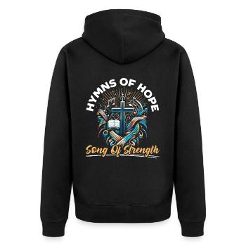 Gospel Music Religious Bible Scripture Christian - Unisex Premium Organic Zip Hoodie - black - Back - Nico (187cm)