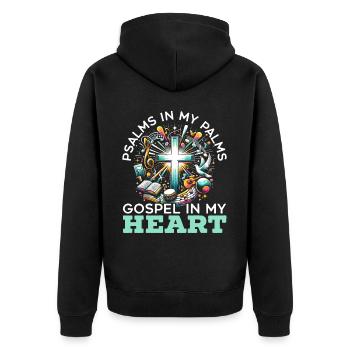 Gospel Music Religious Bible Scripture Christian - Unisex Premium Organic Zip Hoodie - black - Back - Nico (187cm)