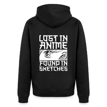 Anime Manga Anime Girl - Unisex Premium Bio Zip Hoodie - Schwarz - Hinten - Nico (187cm)