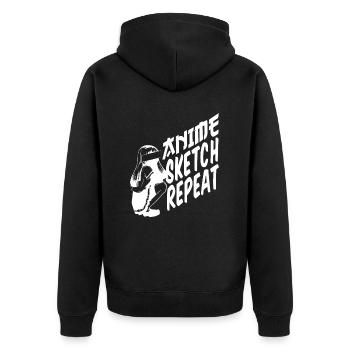 Anime Manga Anime Girl - Unisex Premium Bio Zip Hoodie - Schwarz - Hinten - Nico (187cm)