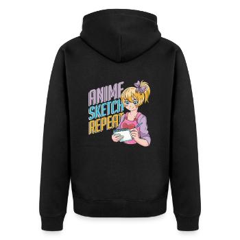 Anime Manga Anime Girl - Unisex Premium Bio Zip Hoodie - Schwarz - Hinten - Nico (187cm)