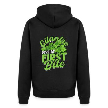 Koriander Cilantro Love at First Bite - Unisex Premium Bio Zip Hoodie - Schwarz - Hinten - Nico (187cm)