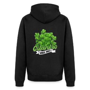 Koriander Liebhaber Cilantro Vibes Only - Unisex Premium Bio Zip Hoodie - Schwarz - Hinten - Nico (187cm)
